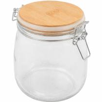 Pote Hermético Vidro Vítreo com Tampa de Madeira 1L - Mimo Style