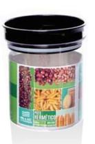 Pote incolor com tampa preta redondo hermético empilháveis de 800 litros em acrilico nilluc Pote incolor com tampa preta redondo hermético empilháveis de 800 litros em acrilico nilluc