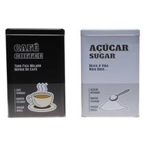 Pote Lata De Café E Açúcar Quadrado Kit 4 Peças Pote Lata De Café E Açúcar Quadrado Kit 4 Peças
