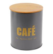 Pote Lata Redondo Preto Para Mantimentos Café Com Tampa 1,2L