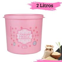 Pote Lata Rosa Estampado Arroz 2 Litros Azzu Pote Lata Rosa Estampado Arroz 2 Litros Azzu