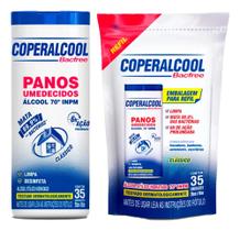 Pote Lenços Umedecidos Coperalcool Bacfree 70% 35 Unidades + Refil 35 Panos