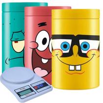 Pote Lula Molusco Bob Esponja e Patrik + Balança Digital de Cozinha Pote Lula Molusco Bob Esponja e Patrik + Balança Digital de Cozinha
