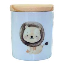 Pote Maior para Kit higiene bebê Safari - Peça Porcelana Tampa Pinus