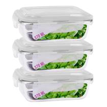 Pote Mantimento 4 Travas 370ml Vidro Tampa Não Vaza - 3 Un