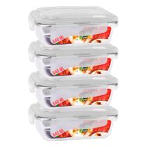 Pote Mantimento Alimentos 640ml Vidro Tampa Não Vaza - 4 Un