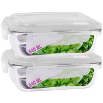 Pote Mantimento Alimentos 640ml Vidro Tampa Silicone - 2Un