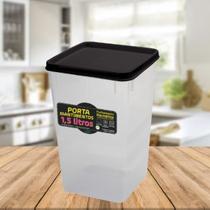 Pote Mantimento Hermético 1kg Alimento Tampa e Trava Empilhável de 1,5 Litros Tampa Preta 18cm Açúcar Feijão Sal - Drumond Variedades Pote Mantimento Hermético 1kg Alimento Tampa e Trava Empilhável de 1,5 Litros Tampa Preta 18cm Açúcar Feijão Sal - Drumond Variedades