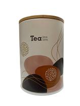 Pote Mantimento Metal 16cm Tea Geométrico com Tampa de Bambu