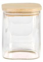 Pote Mantimento Quadrado 700ml Vidro Tampa De Bambu Novicasa Cor Transparente Pote Mantimento Quadrado 700ml Vidro Tampa De Bambu Novicasa Cor Transparente
