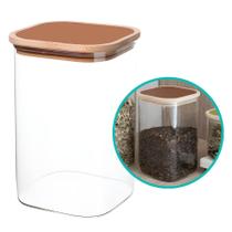 Pote Mantimento Vidro Com Tampa Marrom Hermético Bambu 1,2L