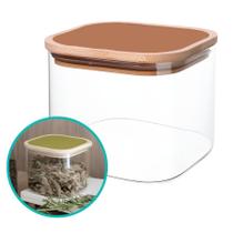Pote Mantimento Vidro Com Tampa Marrom Hermético Bambu 700ml