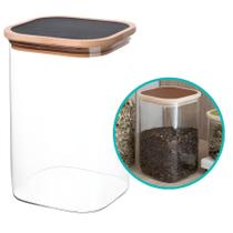 Pote Mantimento Vidro Com Tampa Preta Hermético Bambu 1,2L