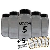 Pote Mantimentos Kit 5 Potes+5 Etiquetas Adesivas CF800 Pote Mantimentos Kit 5 Potes+5 Etiquetas Adesivas CF800