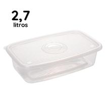 Pote Mantimentos Marmita Vasilha Alimentos Plástico Retangular 2,7 Litros Organizador Plasutil Pote Mantimentos Marmita Vasilha Alimentos Plástico Retangular 2,7 Litros Organizador Plasutil