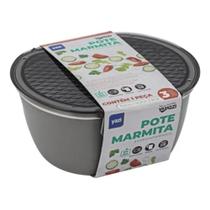 Pote Marmita 3 Compartimento Prático Trava De Segurança Oval