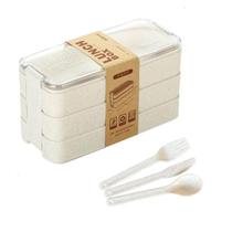 Pote Marmita 900ml 3 Camadas Com Talheres Bege Lunch Box Lancheira Fitness Trabalho Escola Almoço