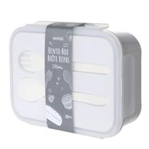 Pote Marmita Bento Box Retangular 1200ml Com Talheres Cinza Pote Marmita Bento Box Retangular 1200ml Com Talheres Cinza
