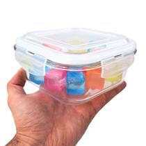 Pote Marmita de Vidro 800ml Quadrado Grande Hermético Vedado Não Vaza c/ Tampa e Trava