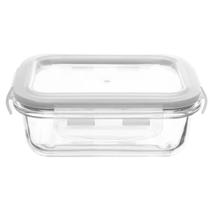 Pote marmita de vidro retangular com tampa hermética 370 ml