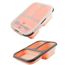 Pote Marmita Dobrável Silicone 1300ml Tampa Talher Divisórias Refeição p/ Viagem Freezer Micro-ondas Portátil Resistente Pote Marmita Dobrável Silicone 1300ml Tampa Talher Divisórias Refeição p/ Viagem Freezer Micro-ondas Portátil Resistente