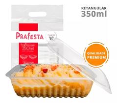 Pote Marmita Fit Retangular Descartável C/tampa porções de alimentos freezer microondas 350ml-24und