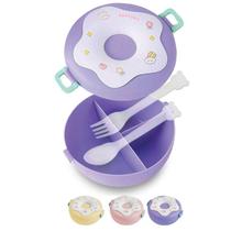 Pote Marmita Lancheira Infantil Com Divisória Donuts e Talheres