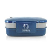 Pote Marmita Plástico Alimentos com 2 Andares Divisórias Compartimentos Trava Freezer Microondas Livre BPA Free 1200 Ml