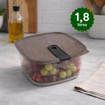 Pote Marmita Quadrado 1,8L Trava Freezer Microondas Transparente Organizador Alimentos Plástico