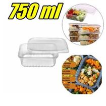 Pote Marmita retangular Microondas e freezer 750 ml Transparente - PLASTILANIA Pote Marmita retangular Microondas e freezer 750 ml Transparente - PLASTILANIA