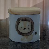 Pote Menor para Kit higiene bebê Safari - Peça Porcelana Tampa Pinus