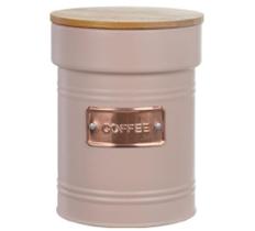 Pote Metal com Tampa Bambu Coffee Rosa14,7cm - CASA CAFÉ MEL Pote Metal com Tampa Bambu Coffee Rosa14,7cm - CASA CAFÉ MEL