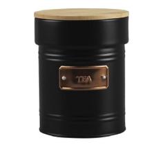 Pote Metal com Tampa Bambu Tea Preto 14,7cm - CASA CAFÉ MEL Pote Metal com Tampa Bambu Tea Preto 14,7cm - CASA CAFÉ MEL