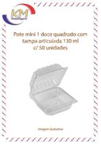 Pote mini 1 doce quadrado c/ tampa articulada 50 unid - brigadeiro, beijinho, docinhos (9993604)