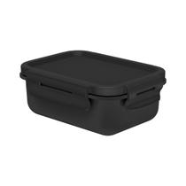 Pote Mini Marmita Hermética Retangular 380ml Multiuso Cozinha Freezer Microondas Ou - Preto