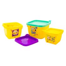 Pote minions Infantil Kit com 3 Marmitas para lanche Escolar Plasútil Pote minions Infantil Kit com 3 Marmitas para lanche Escolar Plasútil
