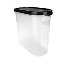 Pote Modular Oval 1,7 Litros - Transparente com Tampa Preta