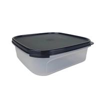 Pote Modular Quadrado 1,2 Litros - Transparente com Tampa Preta Cosmo