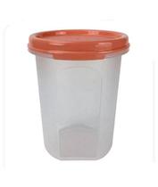 Pote Modular Redondo 440ml - Transparente com Tampa Laranja