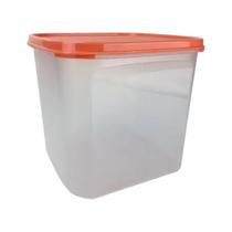 Pote Modular Retangular 4,3 Litros - Transparente com Tampa Laranja