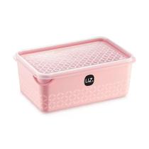 Pote Multiuso Com Tampa 1 Litro Armazenamento Rosa Sólido De Plástico Uz