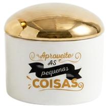 Pote Multiuso com Tampa Cerâmica Estampada 8x8cm Tipo:Sonho Pote Multiuso com Tampa Cerâmica Estampada 8x8cm Tipo:Sonho