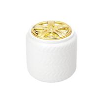 Pote Multiuso De Dolomita Lemon Branco Com Tampa Dourada Lyor - L64028 Pote Multiuso De Dolomita Lemon Branco Com Tampa Dourada Lyor - L64028