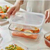 Pote Ondulado Retangular Lancheira Resistente 1520ml 3un