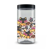 Pote organizador 2000ml mix cat estampa gato mantimento Pote organizador 2000ml mix cat estampa gato mantimento