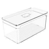 Pote Organizador 5 Litros Empilhável Com Tampa Para Geladeira Porta Mantimentos Salada Frutas Legumes Com Bandeja De Drenagem De Água