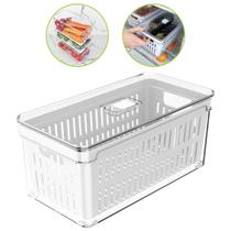 Pote Organizador Cesto Drenagem e Ventilação p/ Alimentos Uso em Geladeira 5 Litros Ou Clear Fresh