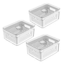 Pote Organizador de Geladeira Ou Acrilico Clear Fresh Tampa Com Ventilação e Cesto Interno Drenagem Pote Organizador de Geladeira Ou Acrilico Clear Fresh Tampa Com Ventilação e Cesto Interno Drenagem
