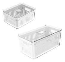 Pote Organizador de Geladeira Ou Acrilico Clear Fresh Tampa Com Ventilação e Cesto Interno Drenagem