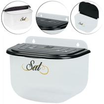 Pote Organizador De Sal Saleiro Transparente Tampa Preta